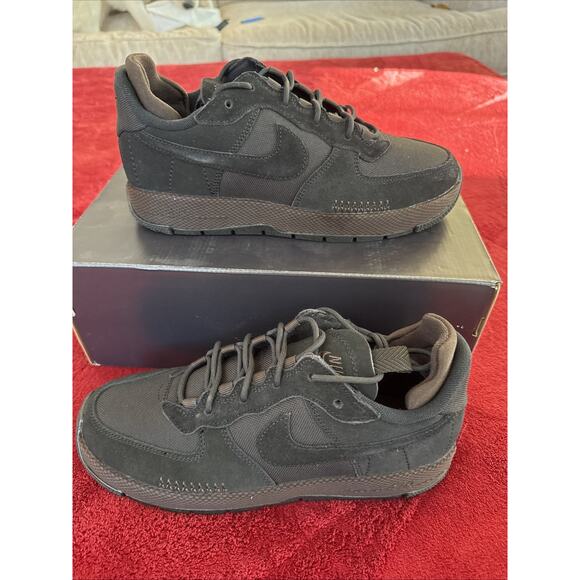 Size 9 Air Force 1 low 07 lv8 suede Black/Black/Velvet Brown New OG BOX